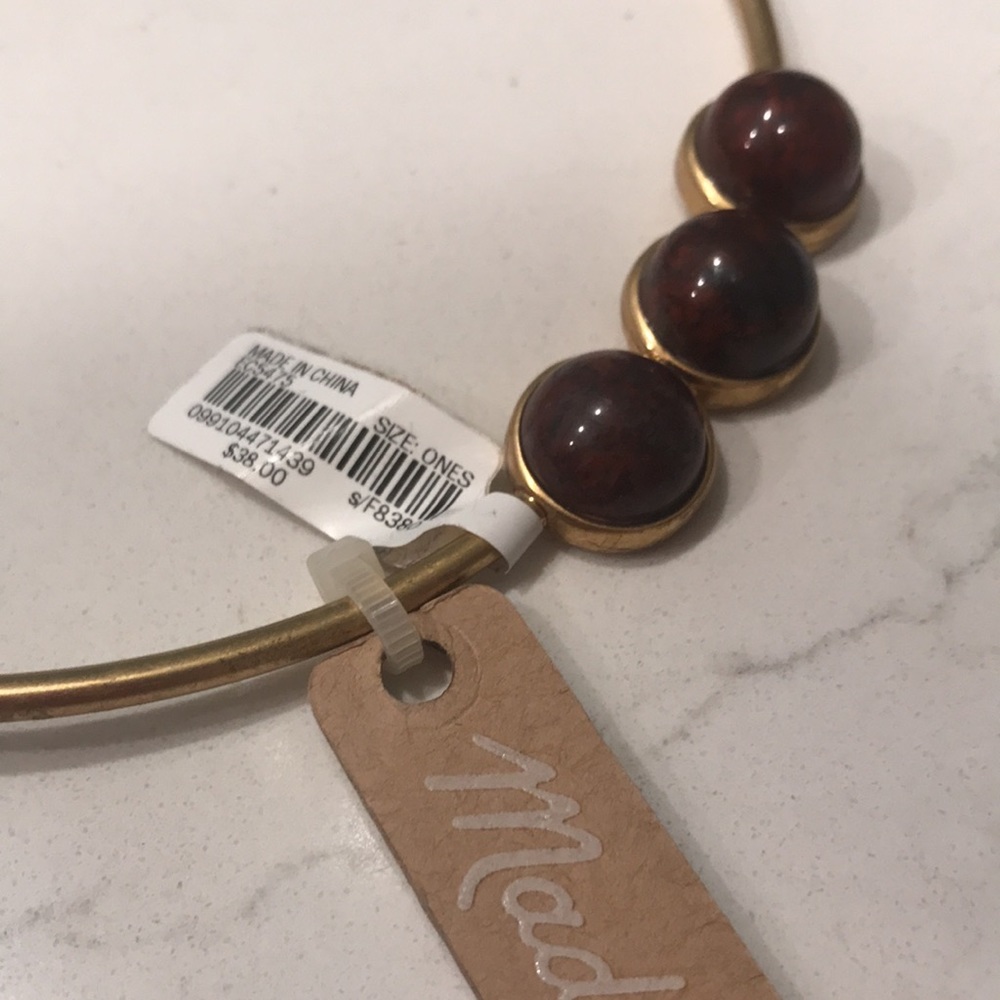 Madewell gold choker with burgundy red stones - Picture 3 of 6